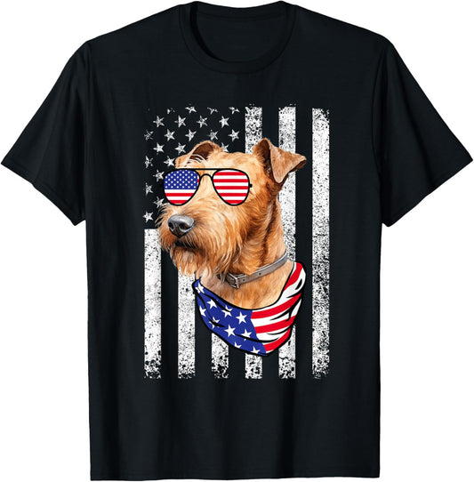 Irish Terrier American Flag Usa Patriotic 4Th Of July