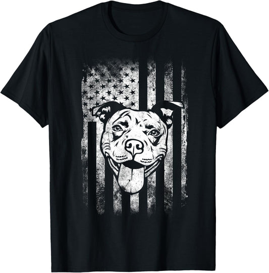 Patriotic Pitbull American Flag Dog Lover