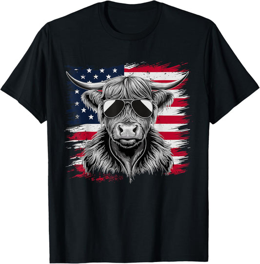 American Flag Highland Cow Of July Cow Lover