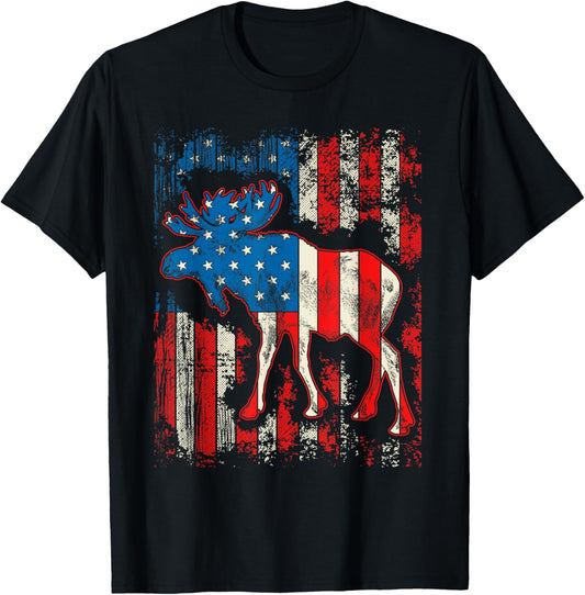 Moose Usa American Flag 4Th Of July Men Women Retro Vintage