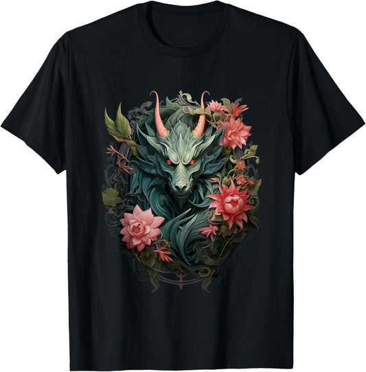 Beautiful Jade Dragon Floral Art Noveau