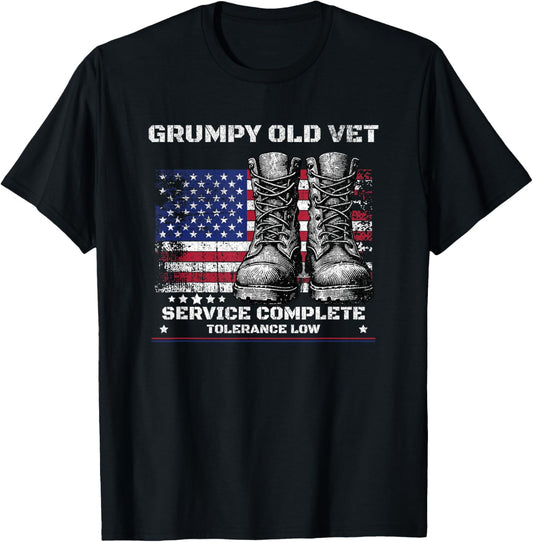 Funny Grumpy Old Vet For Military Wamerican Flag And Boots