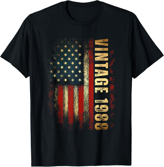 Vintage 1988 American Flag 37Th Birthday 37 Years Old Men