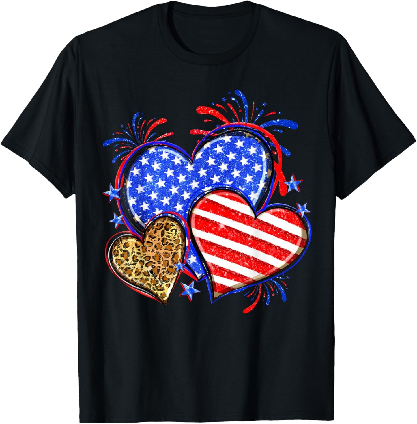 Usa Flag Heart 4Th Of July Leopard Patriotic Red White Blue