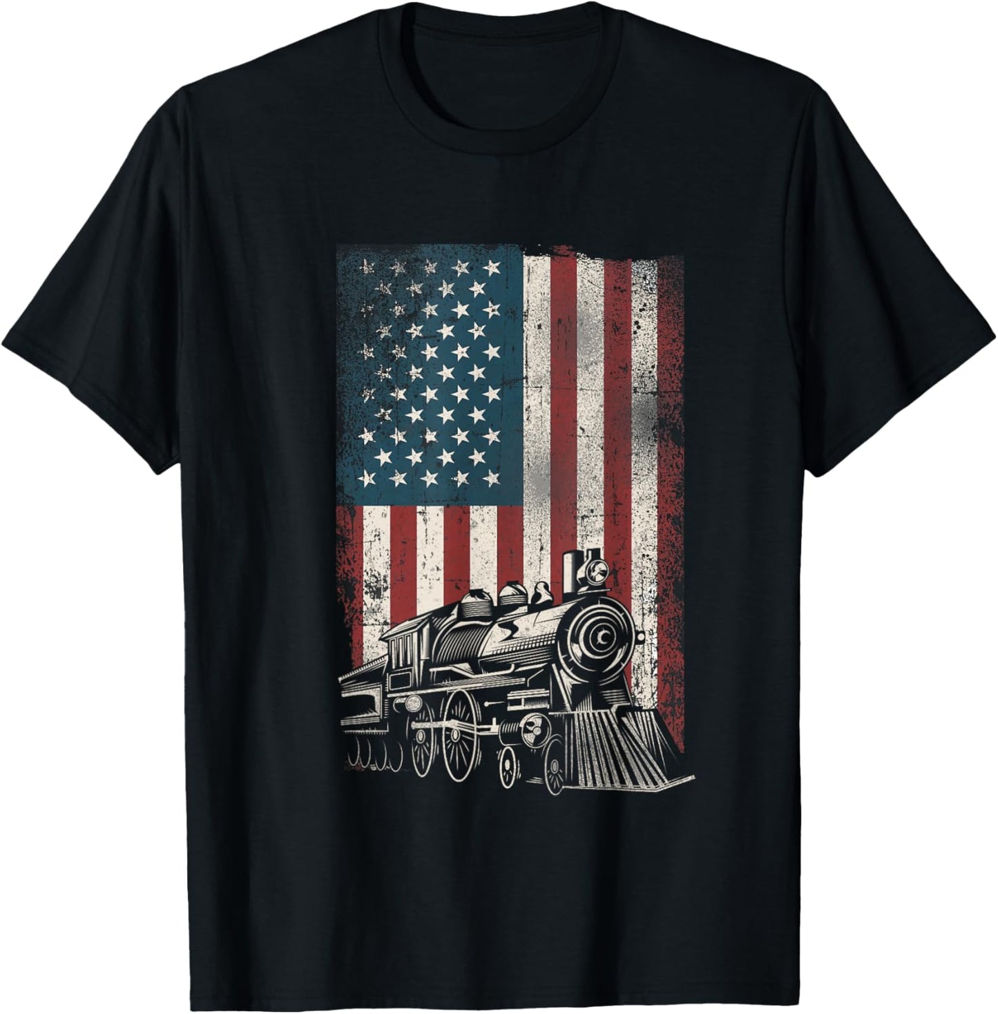 Steam Train Driver Trainspotting Locomotive American Flag