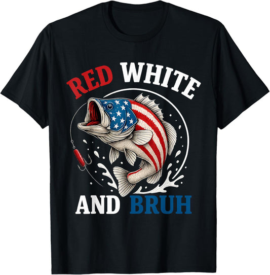 Boys Fishing Red White And Bruh American Flag Fishing Kids
