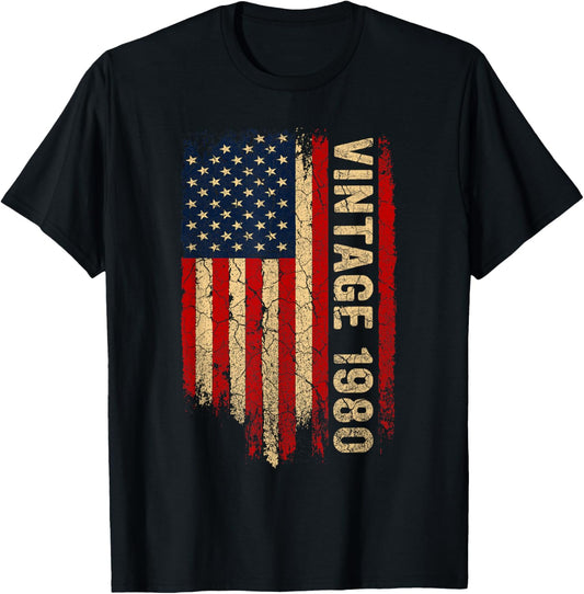 Vintage 1980 American Flag 45Th Birthday 45 Years Old Men