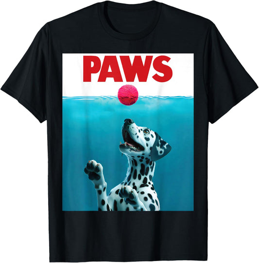 PAWS Parody Dalmatian Dog Humorous Dog Chasing Yarn Ball Dog T-Shirt for Men Women Kids