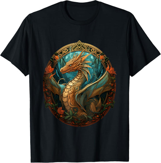 Stunning Dragon Floral Art Noveau
