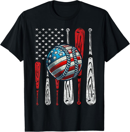 Vintage Patriotic Baseball 4Th Of July Usa American Flag