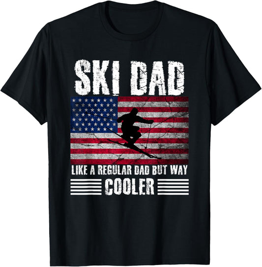 Ski Dad Like A Regular Dad But Way Cooler American Flag