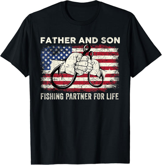 Father And Son Fishing Partner For Life American Flag