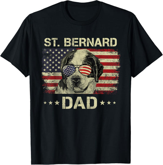 St Bernard Dad Dog Lovers American Flag 4Th Of July