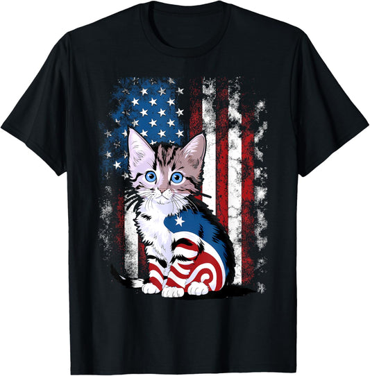 Memorial Day Cat Funny Kitten 4Th Of July Patriotic Usa Flag