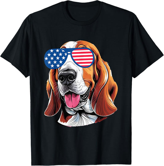 Basset Hound Dog American Usa Flag Patriotic 4Th July Puppy
