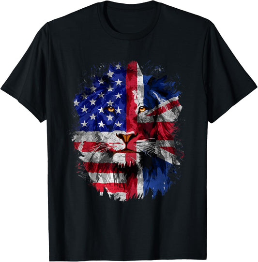 Vintage British American Flag Lion Union Jack Usa Flag