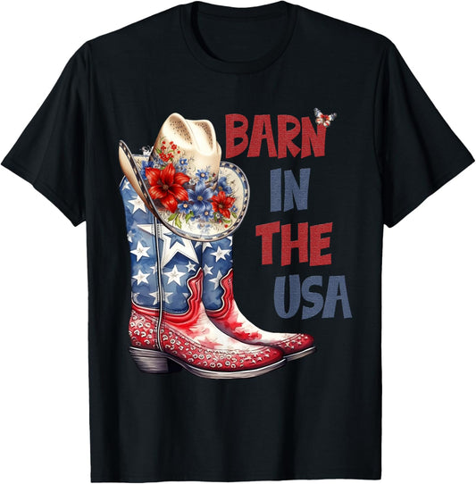 Patriotic Barn Born In The Usa Funny Pun