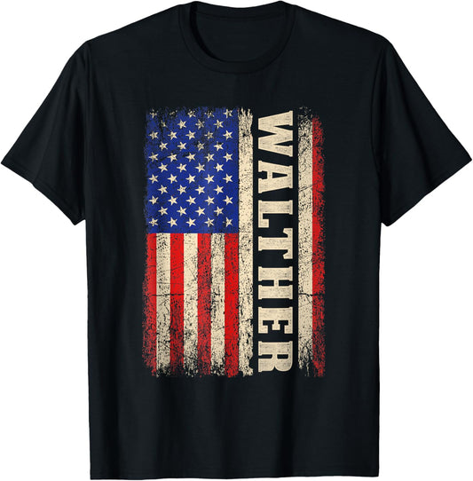 Walther Last Name Shirt Walther Name American Flag
