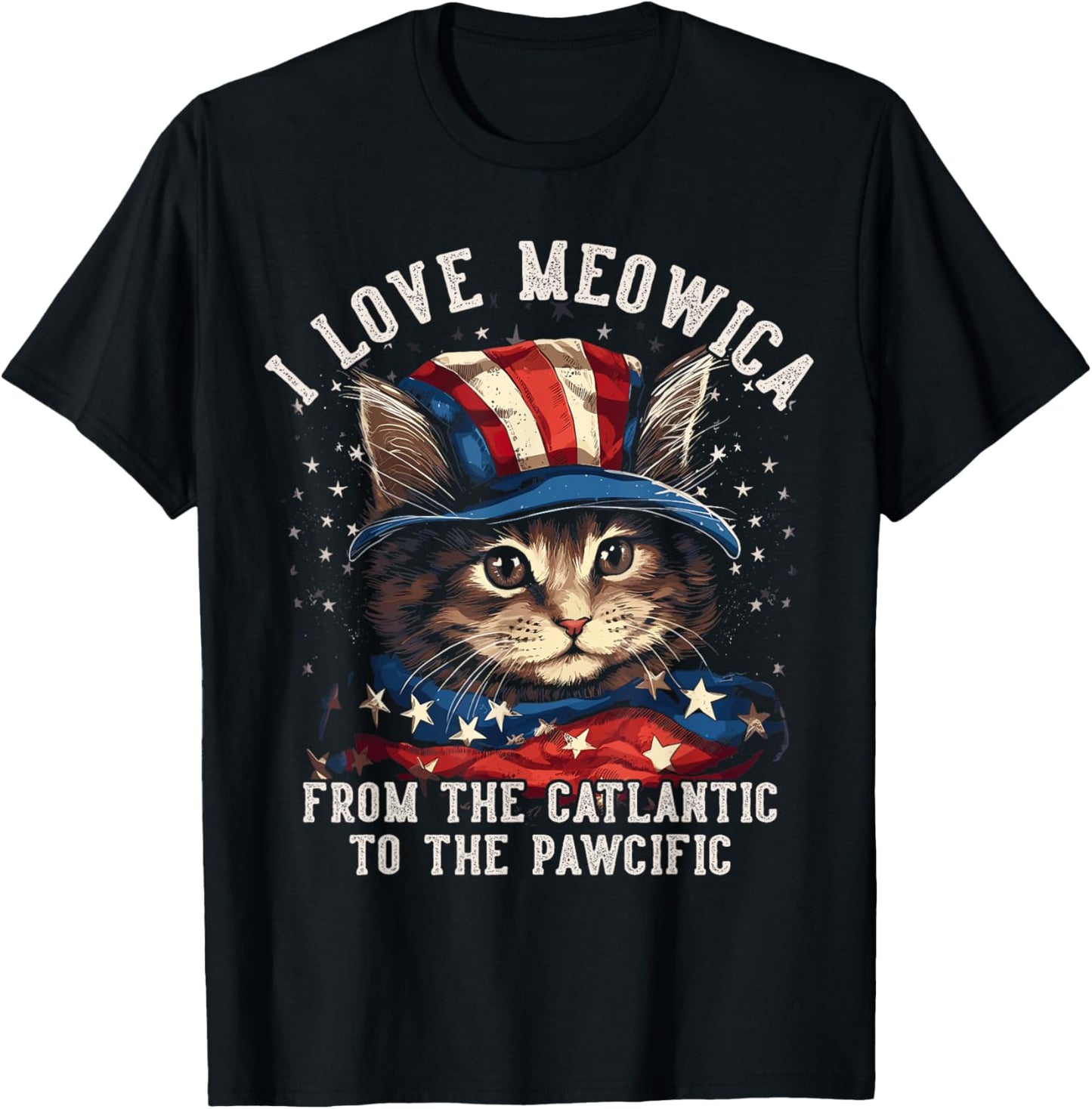 4Th Of July Patriotic American Flag Meowica Cat Mom