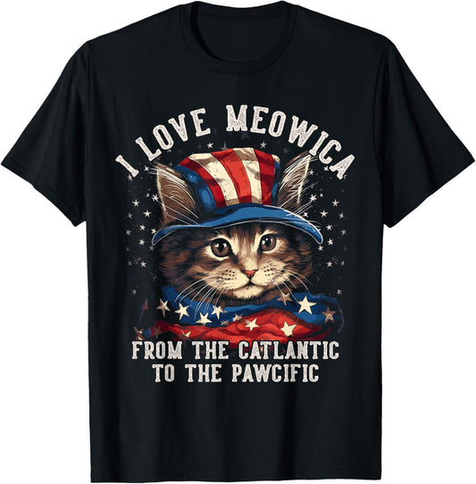 4Th Of July Patriotic American Flag Meowica Cat Mom