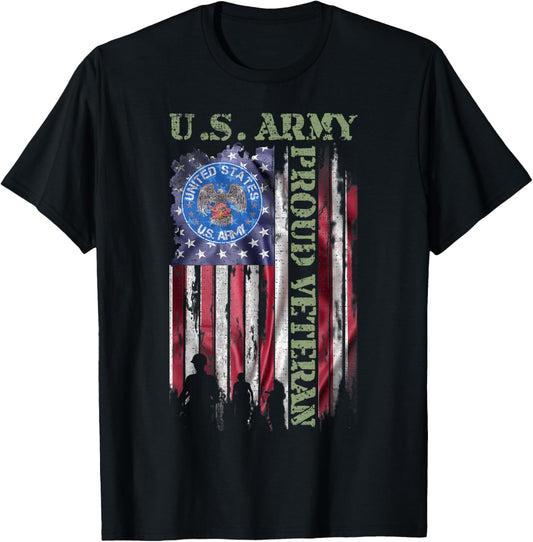 Vintage USA American Flag US Army Proud Veteran Military