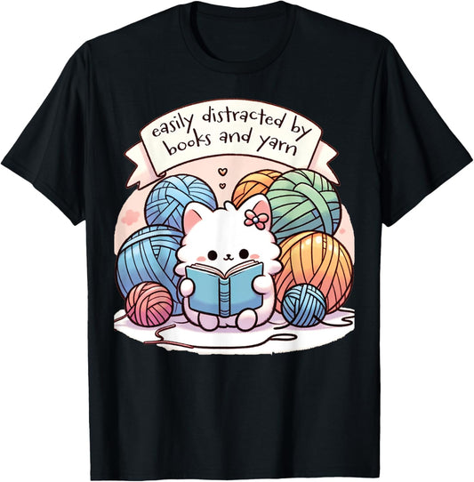 Funny Knitter Easily Distracted By Books And Yarn Knitting