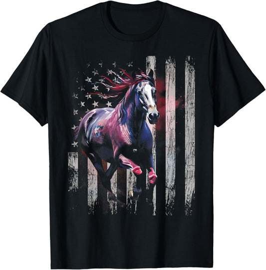 Patriotic Horse American Flag Horseback Riding Western Farm