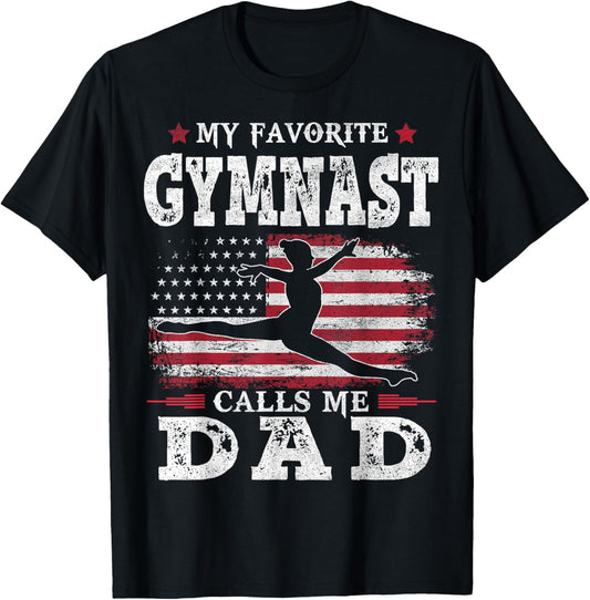 My Favorite Gymnast Calls Me Dad Usa Flag Fathers Day
