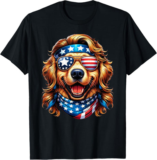 Golden Retriever Patriotic Usa Funny Mullet Dog 4Th Of July