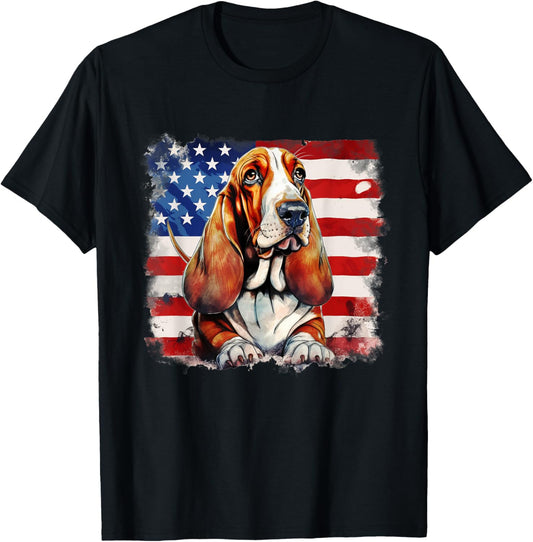 American Flag Basset Hound Usa Vintage 4Th Of July