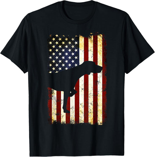 German Shorthaired Pointer Silhouette American Flag