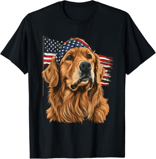 Golden Retriever Patriotic 4Th Of July Usa American Flag