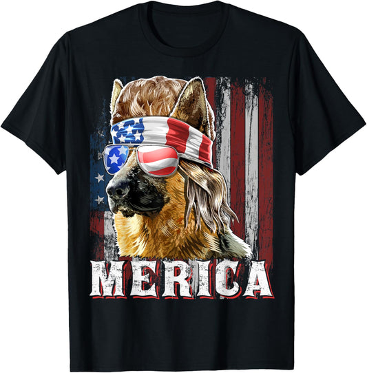 Merica German Shepherd Mullet July 4Th American Flag Shirt