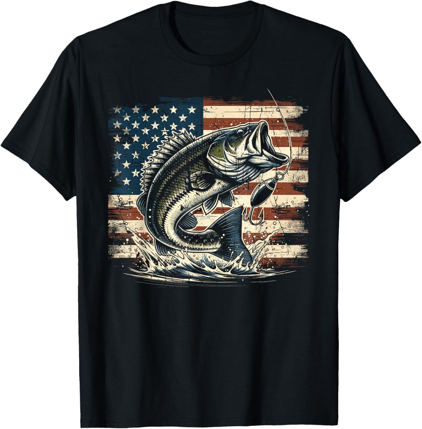 Fishing Us American Flag Bass Fish Fisherman