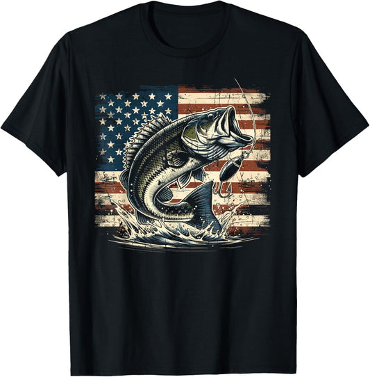 Fishing Us American Flag Bass Fish Fisherman