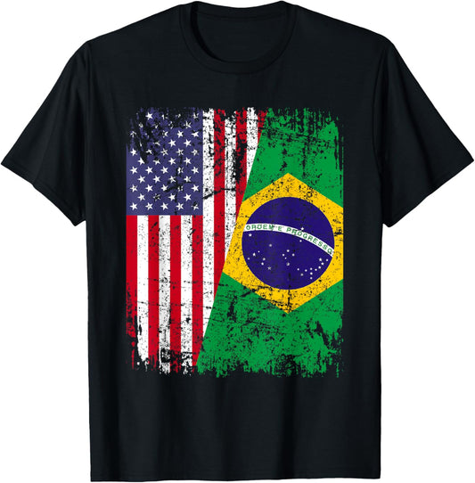 Brazilian Roots Half American Flag Brazil