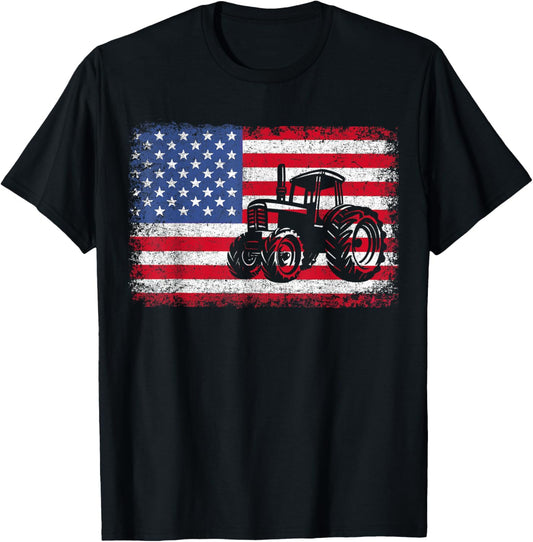 Farm Tractors Usa Flag Patriotic Farming Gift Men Women Boys