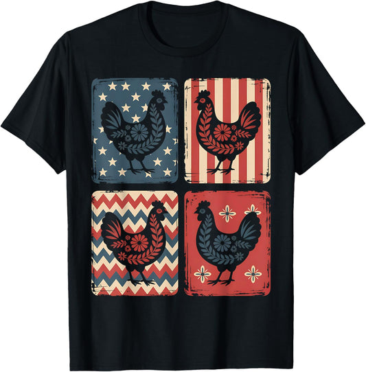 Patriotic Floral Chicken Usa Flag 4Th Of July Chicken Lover
