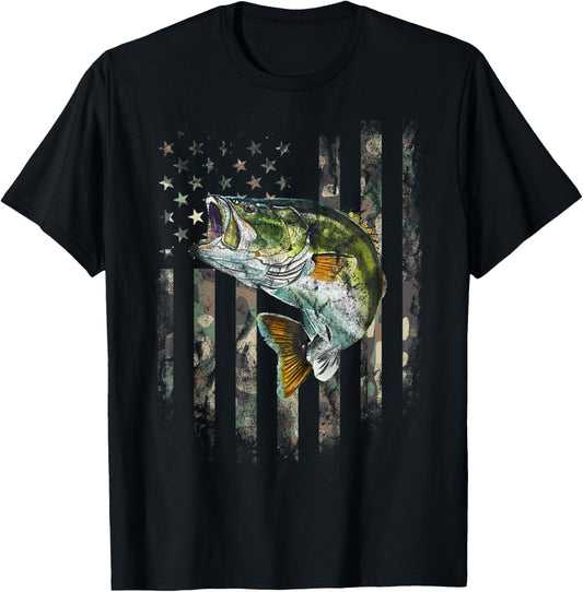Camo American Flag Bass Fishing Fishermen Patriotic Usa Flag