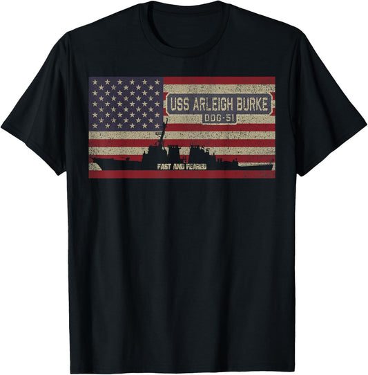 Uss Arleigh Burke Ddg 51 Destroyer Ship Usa American Flag