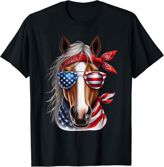 Horse 4Th Of July Shirt Men Boys Horse American Usa Flag