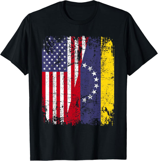 Venezuelan Roots Half American Flag Venezuela
