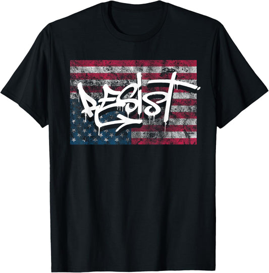 Resist Distressed Upside Down American Flag Usa