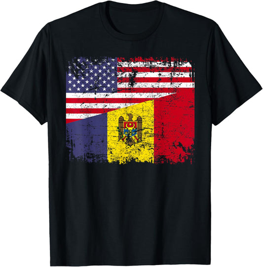 Moldovan Roots Half American Flag Moldova