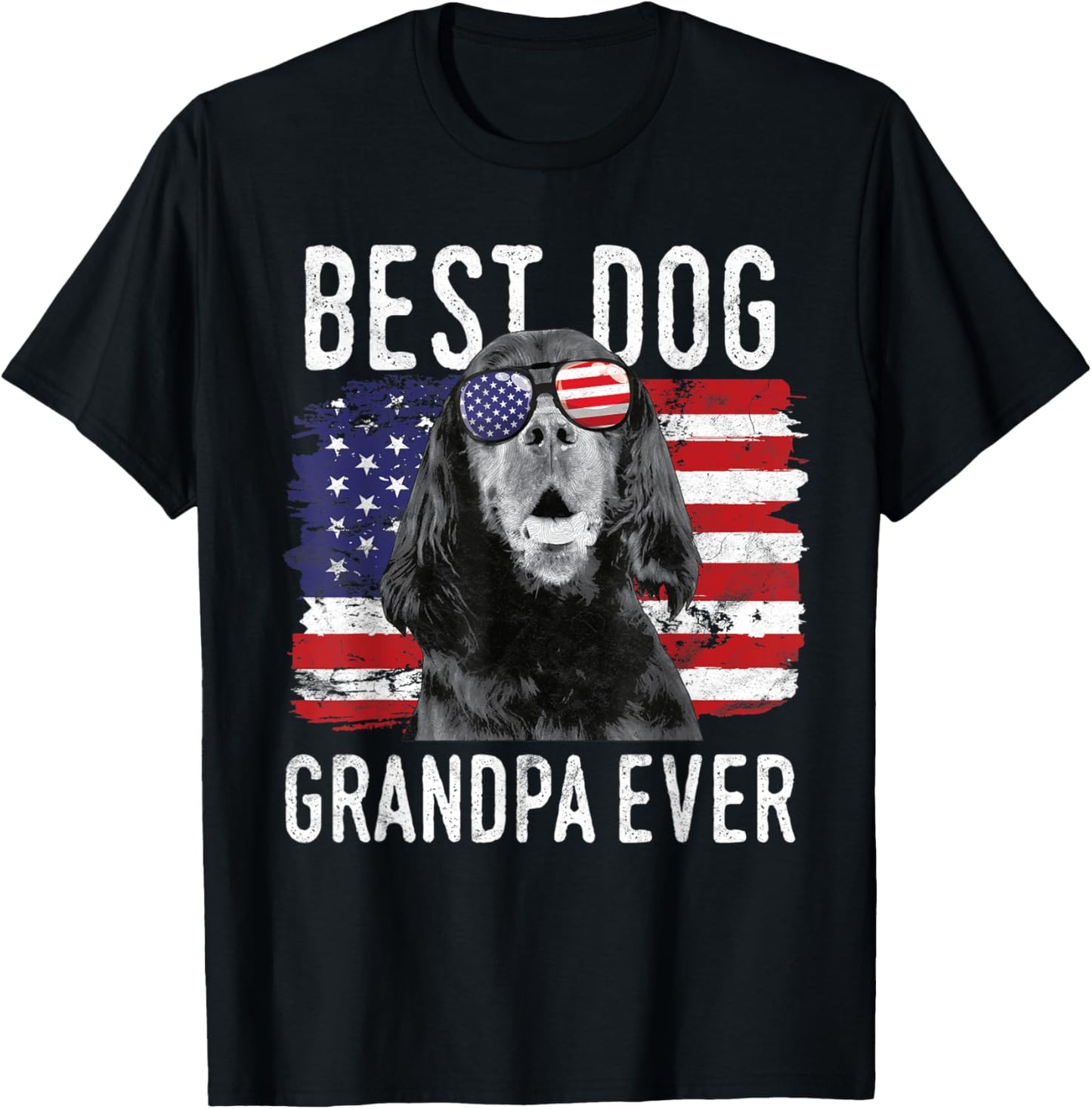 Mens American Flag Best Dog Grandpa Ever Gordon Setters Usa