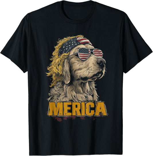 Golden Retriever Dog Usa 4Th Of July American Flag