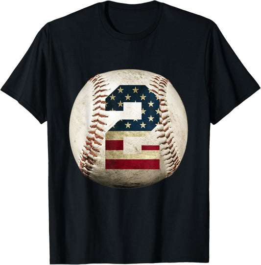 Baseball Number 2 With American Usa Flag