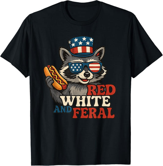 Usa Kids Red Funny White And Feral Racoon Feral 4Th Of July
