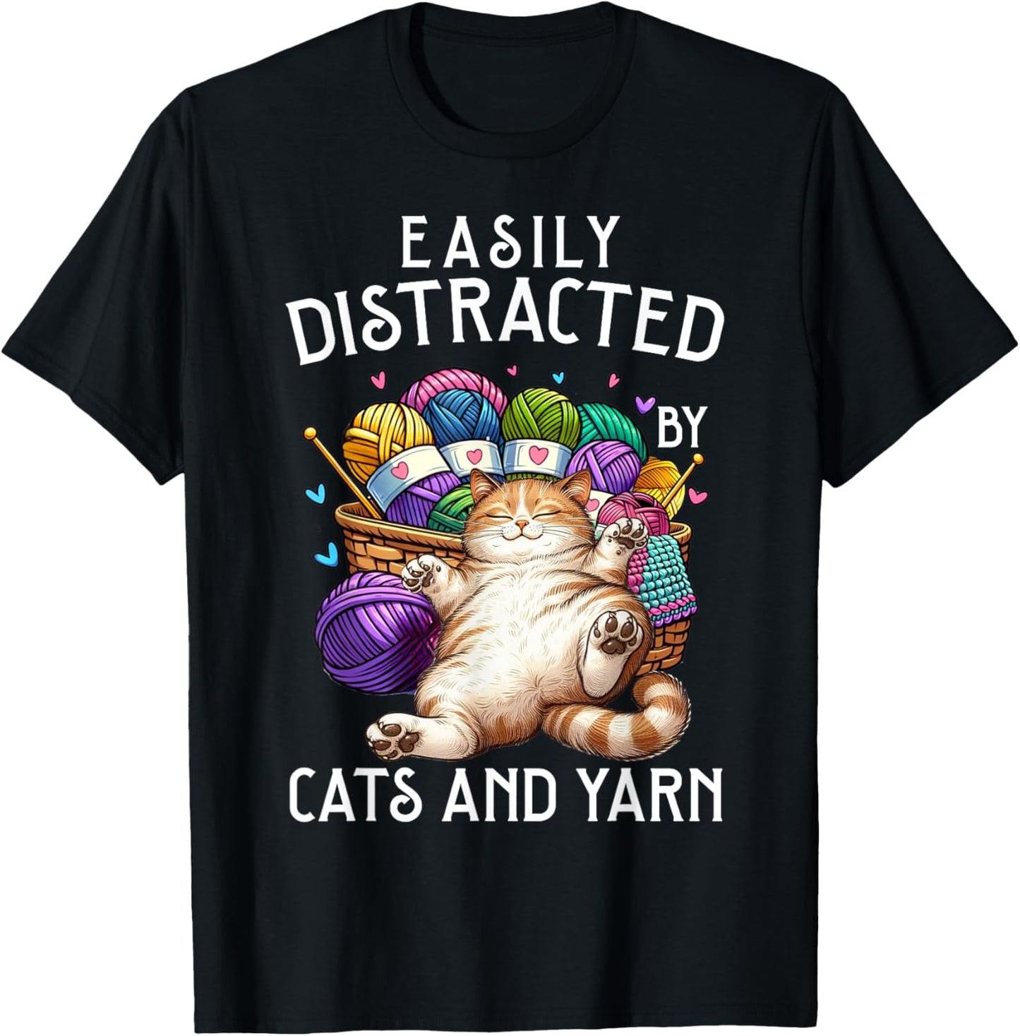Easily Distracted By Cats And Yarn Funny Knitting Crocheting