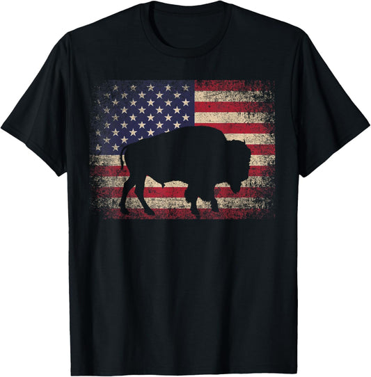 Buffalo Bison 4Th Of July Gift American Flag Usa America